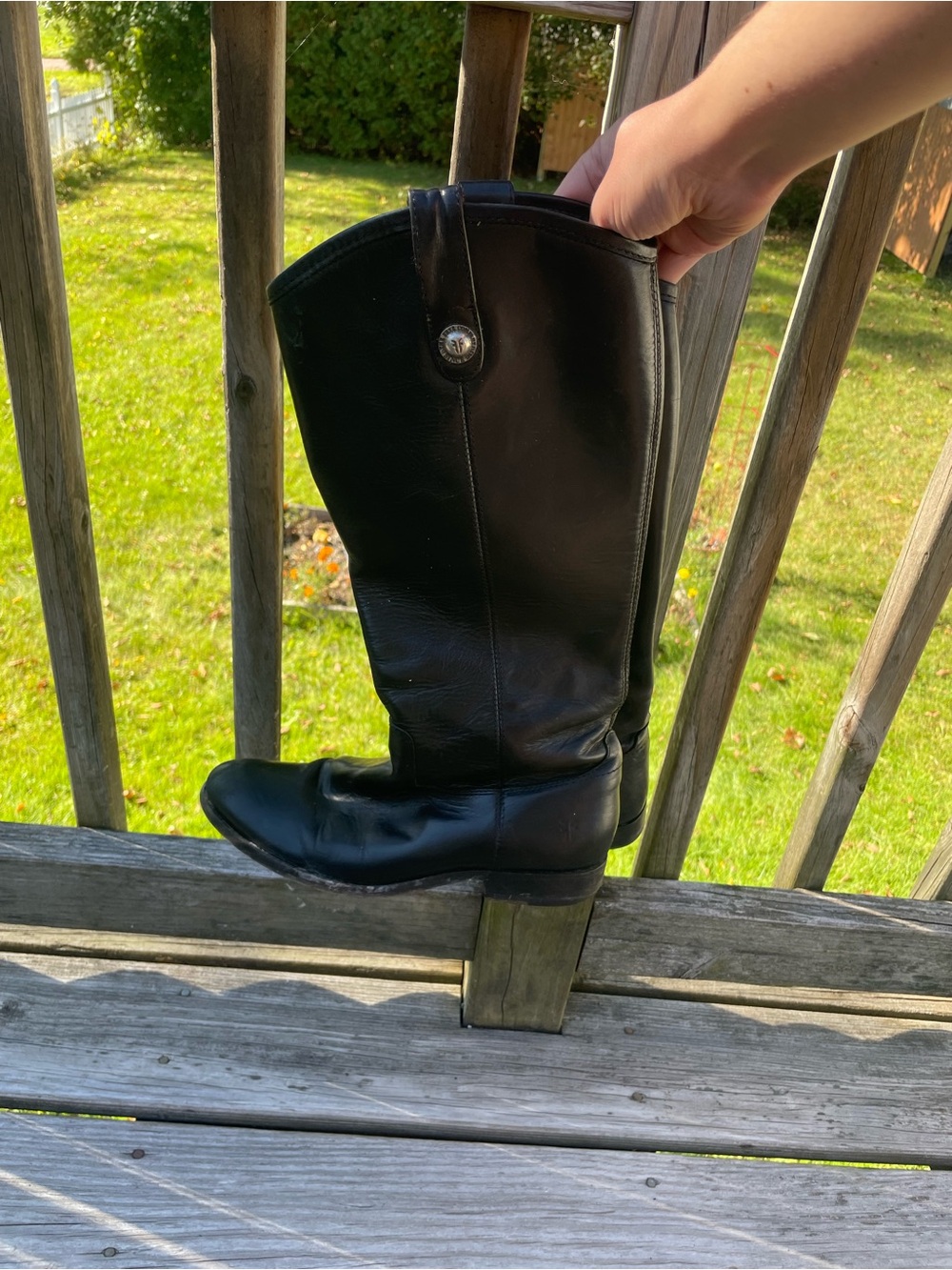 Frye Black Leather Button Riding Boots SZ 7.5